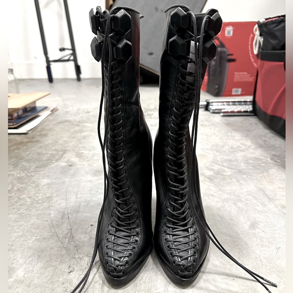 GIVENCHY leather stilleto lace up boots 38 7.5